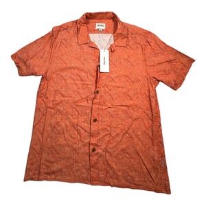 Rhythm Mens Orange Paisley Short Sleeve Button Up‎ Shirt Size M